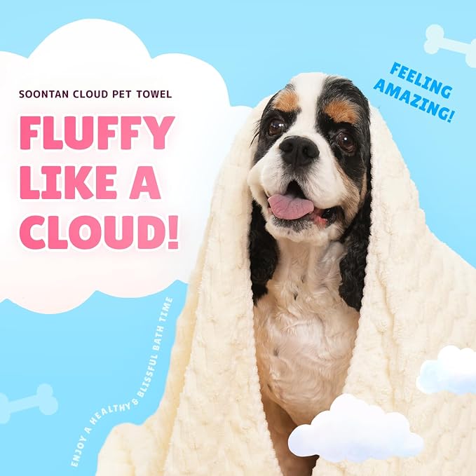 Cloud Pet Towels – Absorbent, Soft Microfiber Towels for Drying Dogs and Cats, Quick-Dry, Includes 2 Sizes