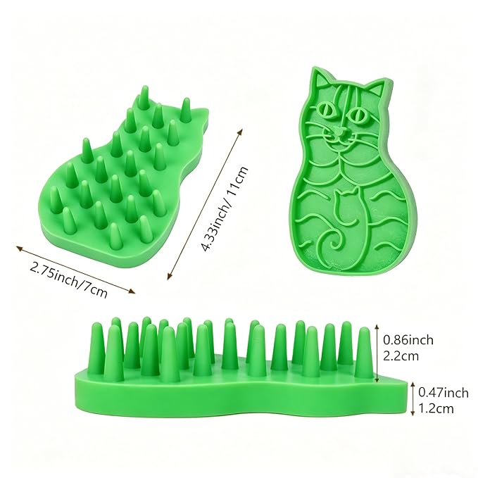 Pet Bath & Massage Brush,Pet Grooming Brush,Soft Rubber Scrubber for Brushing,Massaging,Bathing,Shampooing and Reducing Hairballs (Green, Style 1)