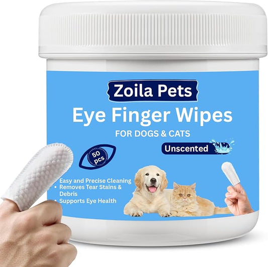 Dog & Cat Eye Wipes - Gentle Tear Stain Remover for Discharge & Crust | Gentle eye wipes remove tear stains, discharge & crust for dogs, cats & small pets - hypoallergenic, 50 Wipes, Unscented