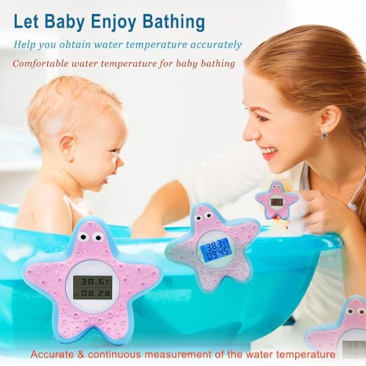 Baby Bath Tube Thermometer LED Display Warning Alarm/Timer Function, Baby Safety Water Thermometers for Bathtub Pool Floating Tub Toy Gift for Infants Newborn Toddlers Kids Room Temperature Essentials