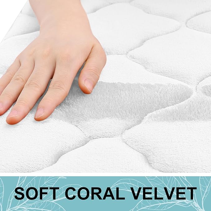 OLANLY Memory Foam Bath Mat Rug 36x24, Ultra Soft and Absorbent Bathroom Rugs, Non-Slip, Comfortable, Machine Washable Bath Carpet for Bathroom Floor, Tub, Shower and Home Decor Accessories, White
