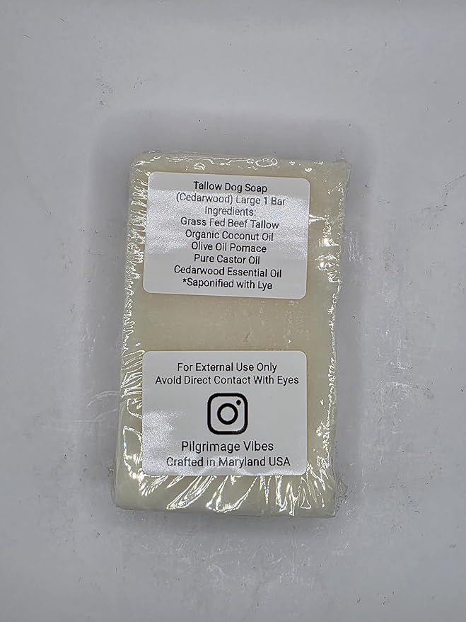 Natural Tallow Dog Soap, Handcrafted Grooming Cleanser for Pets (Large Size) 1 Bar