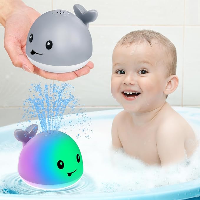 Gigilli Bath Toys for Kids, Baby Bath Toys, Pool Water Toys for Toddlers, Babies Boy Girl Gifts, Light Up Whale Bath Toy Sprinkler, Birthday Bathtub Fountain Toy