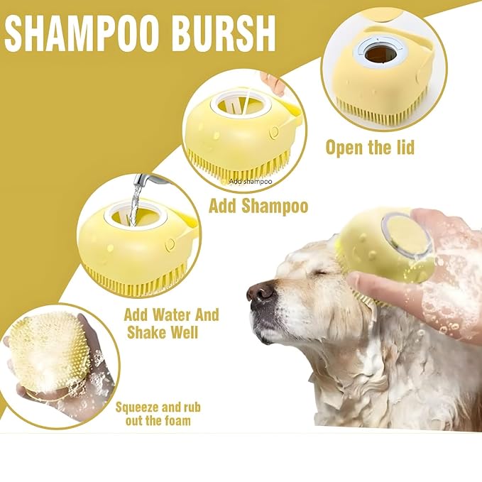 9PC Dog Grooming Kit for Bathing, Dog Paw Cleaner, Shampoo Dispenser Brush, Bath Scrubber & Massage Brush, Washing Gloves, Toothbrush Set, Complete Pet Bath Supplies for Dogs & Cats