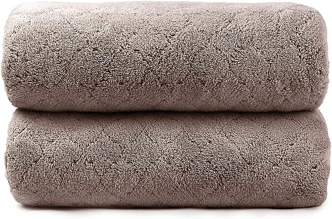 JML Microfiber Bath Towels, Oversized, Ultra Soft, Super Absorbent and Fast Drying, No Fading Large Bathroom Towel Set for Sport, Travel, Fitness (Coral Fleece - Chocolate, 30 in x 60 in)