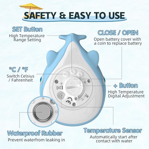 BabyElf Baby Bath Thermometer - Digital Water & Room Temperature Safety Floating Toy, Bathtub Thermometer, Fahrenheit & Celsius