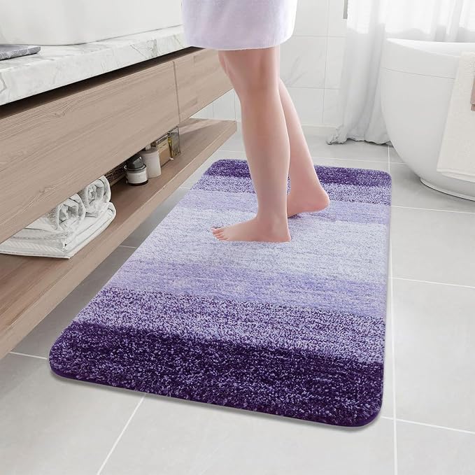 Arotive Microfiber Bathroom Rugs, Shaggy Soft and Absorbent Bath Rug, Thick Plush Machine Washable Dry Bath Mats for Bathroom, Tub and Shower, 45x27, Dark Purple, Rectangular