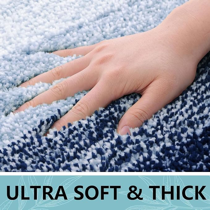 Arotive Microfiber Bathroom Rugs, Shaggy Soft and Absorbent Contour Toilet Rugs, Thick Plush Machine Washable Dry Bath Mats for Toilet Base, 30x20, Airy Blue, Rectangular
