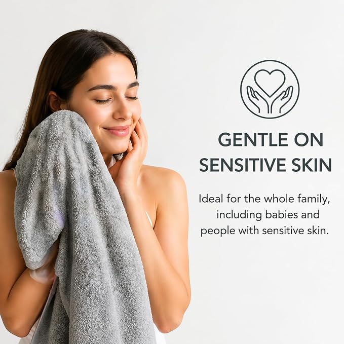 SEISSO 4 Pack Extra Large Bath Towels 63"x35", Bath Sheets for Sensitive Skin 70% Polyester 30% Viscose Fiber from Bamboo, Super Soft, Highly Absorbent & Quick Dry, Oversized (4, Light Grey)
