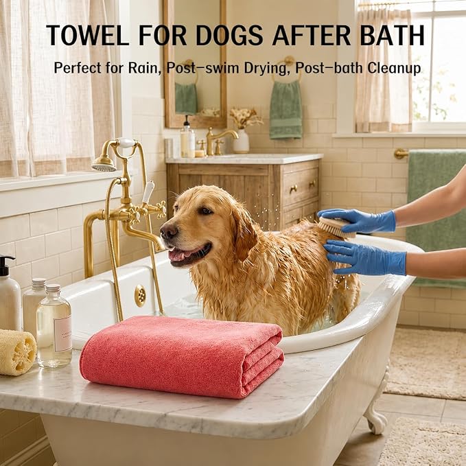2 Pcs Microfiber Dog Towels for Drying Dogs Large, 55 X 27 Inch (white) | Super Absorbent and Soft, For Large, Medium or Small Dogs and Cats, After Bathing, Swimming, Rain, Grooming