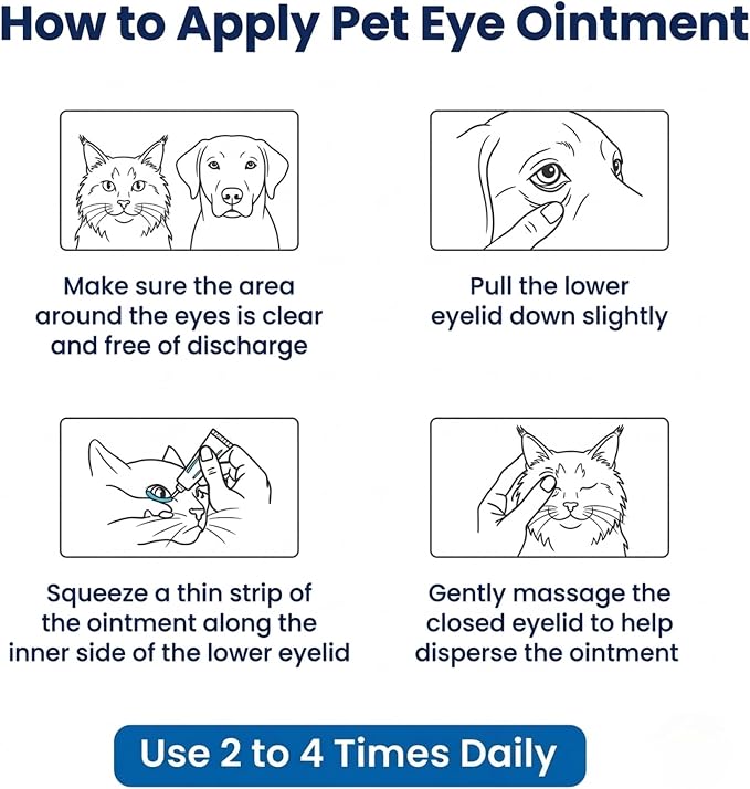 Pet Eye Cream – Vet-Formulated Dog Eye Infection Treatment, Pink Eye Relief, Conjunctivitis Relief, Dry Eyes & Red Eye, Tear Stain Remover for Dogs, Cats, Cattle, Sheep, Horses – 1 Tube