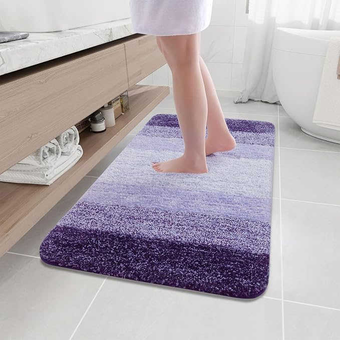 Arotive Microfiber Bathroom Rugs, Shaggy Soft and Absorbent Bath Rug, Thick Plush Machine Washable Dry Bath Mats for Bathroom, Tub and Shower, 44x24, Dark Purple, Rectangular