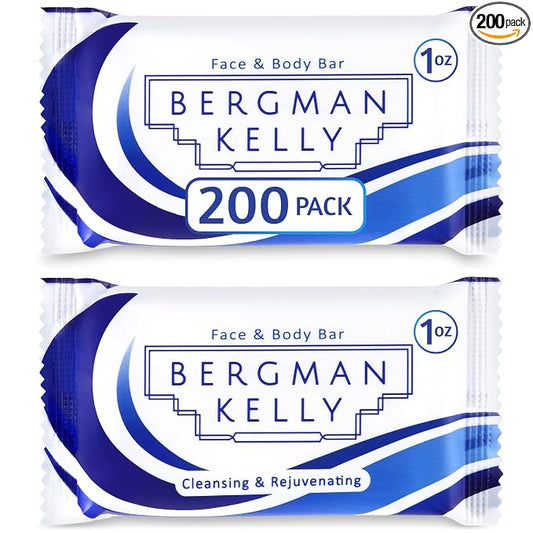 BERGMAN KELLY - Hotel Soap Bars - White Tea, 1 oz, 200 PK - Travel Size Luxury Bulk Amenities Bar Soap - Mini Individually Wrapped Rectangular Soap, Small Toiletries for Airbnb, Motel, Guest Bath