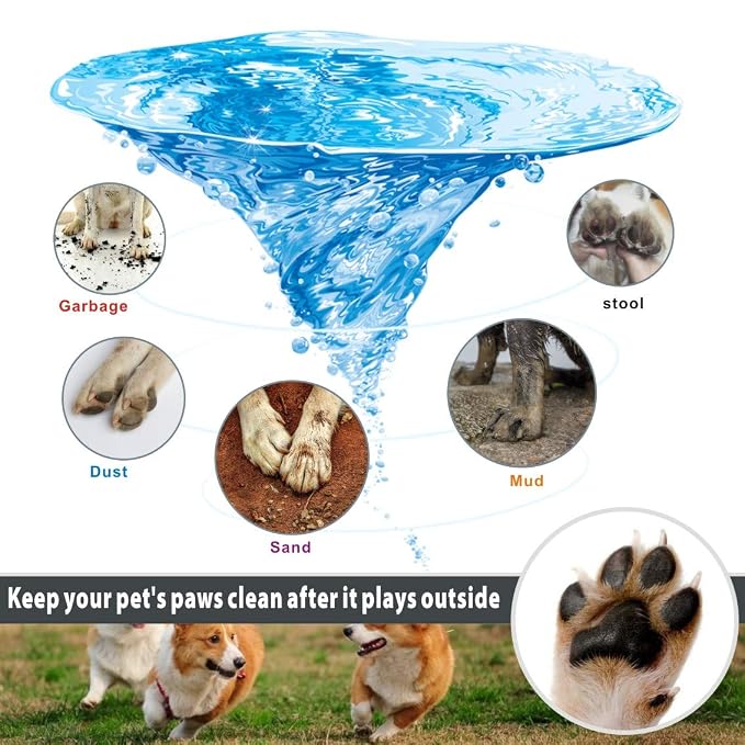 Idepet Dog Paw Cleaner Cup with Towel Pet Foot Washer Protable Dogs Cleaning Brush for Puppy Cats Massage Grooming Dirty Claws (Purple)
