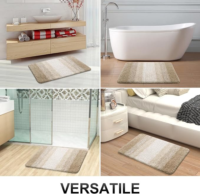 OLANLY Bathroom Runner Rugs Mat 47x24, Extra Soft Absorbent Microfiber Bath Rugs, Rubber Backing, Quick Dry, Washable Long Bath Mats for Bathroom Floor, Tub and Shower, Home Decor Accessories, Tan