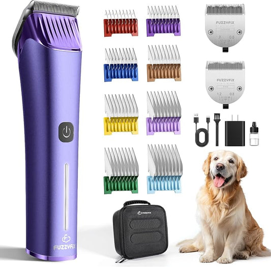 Professional Dog Grooming Clipper with Replacement Blade, 5-in-1 Adjustable Blade Cordless Pet Grooming Kit 2 Speed Trimmer Hair Shaver with Detachable Metal Combs Nova for Animal Horse