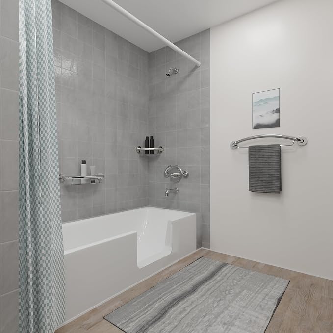 HEALTHCRAFT Plus Crescent Grab Bar 14.3", ADA Safety - Brushed Stainless | Curved crescent design, concealed screws, decorative safety bar