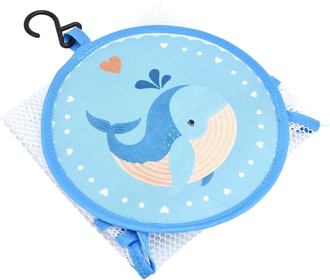 Bath Toy Organizer Bag Cute Cartoon Pattern Mesh Bath Tidy Storage Net Holder Basket Bag for Kids Bathroom Toys Polyester Material Large Capacity (Dolphin)