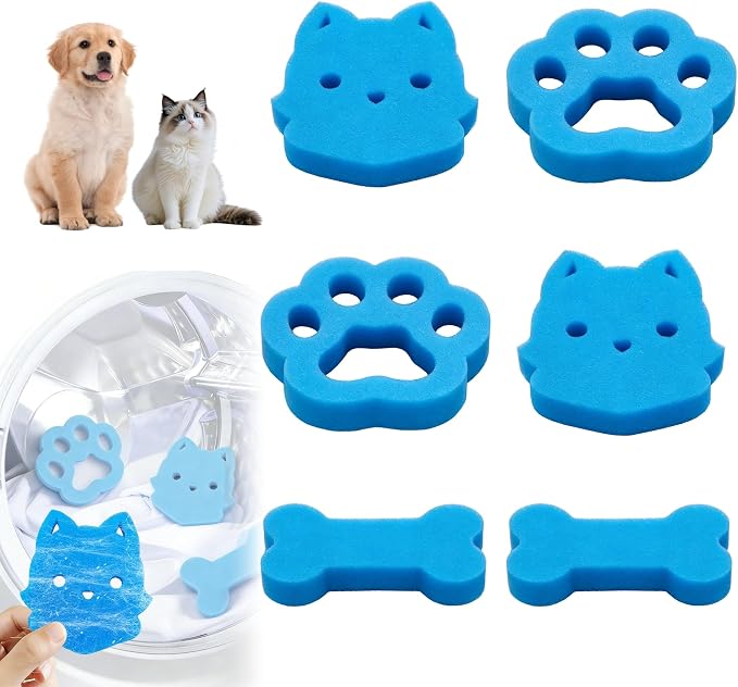 6Pcs Pet Hair Remover for Laundry, Effective Cat & Dog Hair Catcher for Washer & Dryer, Lint and Fur Remover for Clothes, Bedding