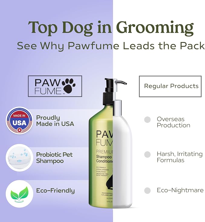 PAWFUME Dog Shedding Shampoo and Conditioner, Royal Lavender, 2-Pack – Nourish & Detangle for Silky Soft Coat – Probiotic, Deep-Cleaning, pH-Balanced – Salon-Quality Shedding Shampoo for Dogs