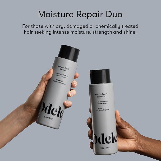 Odele Moisture Repair Sulfate-Free Shampoo & Conditioner Set, 13 fl oz Each | Vegan, color-safe duo restores dry, damaged strands with argan, jojoba, & coconut oils for medium to coarse hair