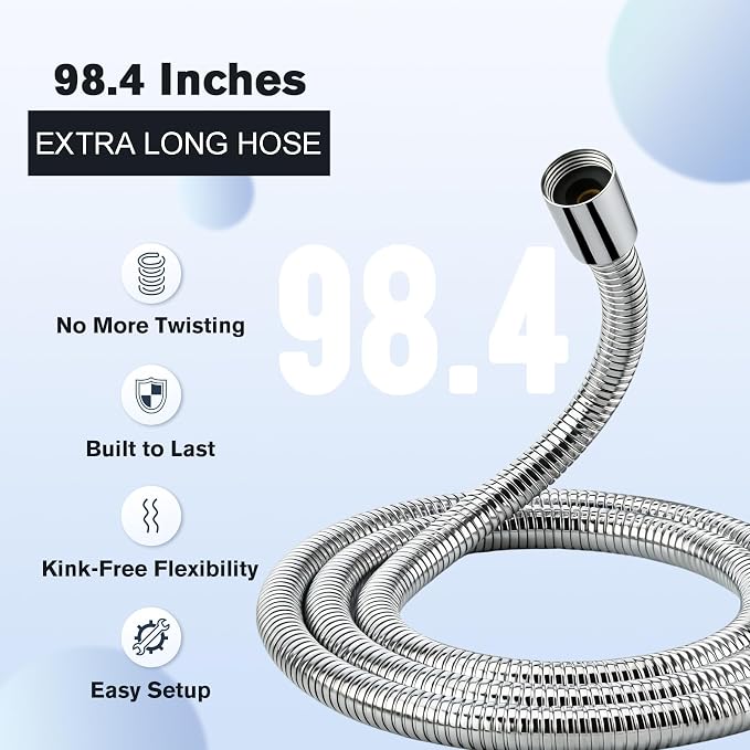 Quiet Dog Shower Attachment with One-Button Pause, 2-Mode Mini Pet Shower Head for Nervous Dog Bath& Dog Head, 98'' Long Hose, Palm-Size Design, Gentle Water Flow Perfect for Cat, Fits Shower Arm Only