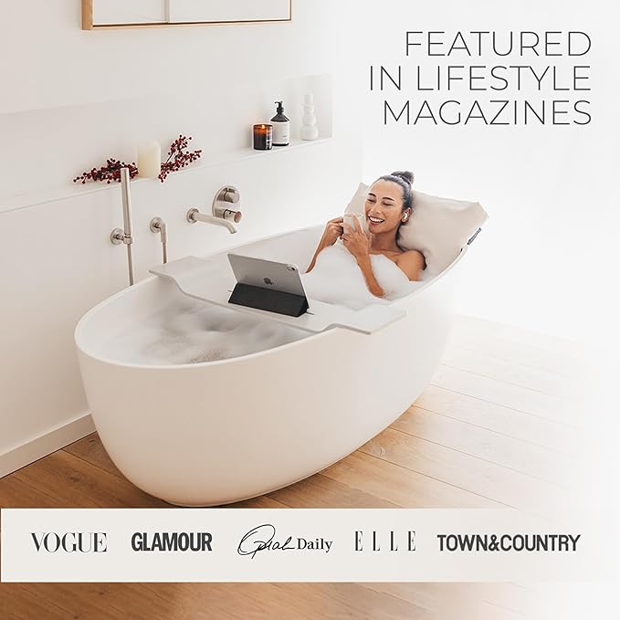 BADESOFA® Luxury Seat Cushion for Bath | Premium-Quality Materials | Comfortable & Quick-Drying | Washable Bath Pillow in Ivory Pearl | Home Spa | Suitable for Bathtub, Steam Sauna & Hot Tub