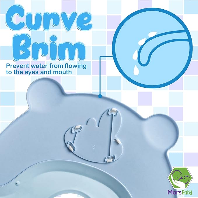 Mars Baby Shampoo Bath Visor - Shower Cap Keeps Water out of Babies Eyes During Bath Time - Adjustable Baby Shampoo Cap - Toddlers, Babies, Children - Blue