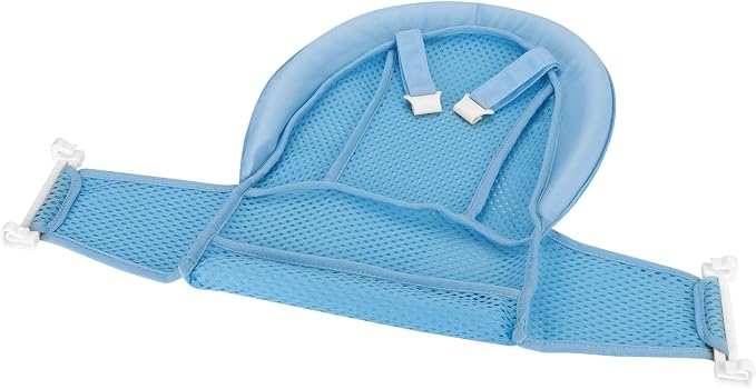 Infant Bath Pad Newborn Bathtub Sling Shower Mesh Cushion Pillow Non-Slip Bath Support Seat Net with 4 Adjustable Safety Belt Buckles Quick Drying Bathing Mat Cradle Hammock for 0-12 Months Toddlers