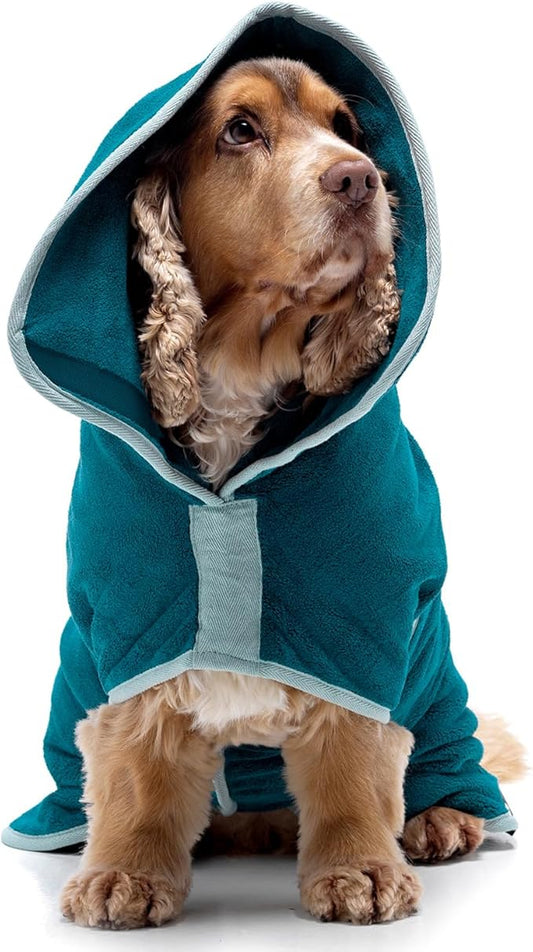 Lucky Pooch® Dog Robe - Luxurious Dog Bathrobe - Ultra Absorbent Dries Your Dogs in Minutes! Double-Layer, Super Soft Towel and Bath Robe All in One (Giant, Teal)