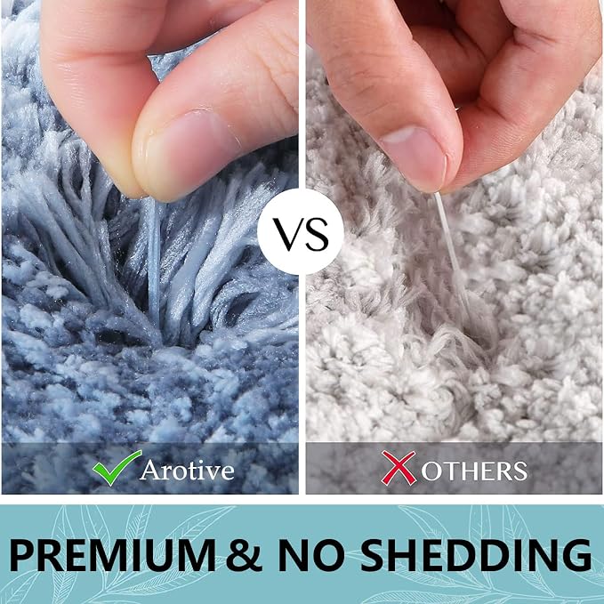 Arotive Microfiber Bathroom Rugs, Shaggy Soft and Absorbent Bath Rug, Thick Plush Machine Washable Dry Bath Mats for Bathroom, Tub and Shower, 70x24, Light Blue, Rectangular