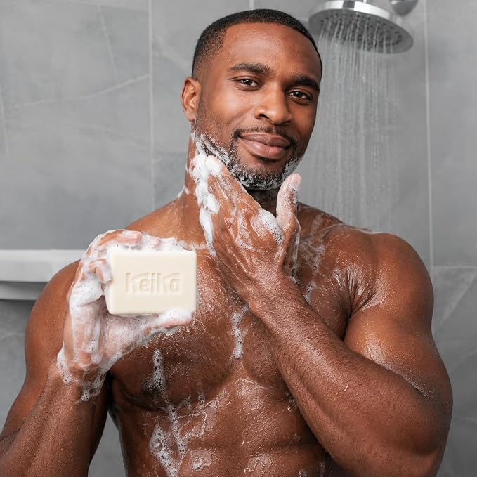 Keika Peppermint Soap Bar for Face & Body, Natural Cooling Spa Bath & Shower Cleanser, 5 oz.