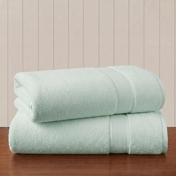 Madison Park 800GSM Bath Sheet Towel Oversized 34" x 68" 2 Pack 100% Cotton Bath Towel Set Highly Absorbent Hotel Spa Quality for Bathroom, Seafoam