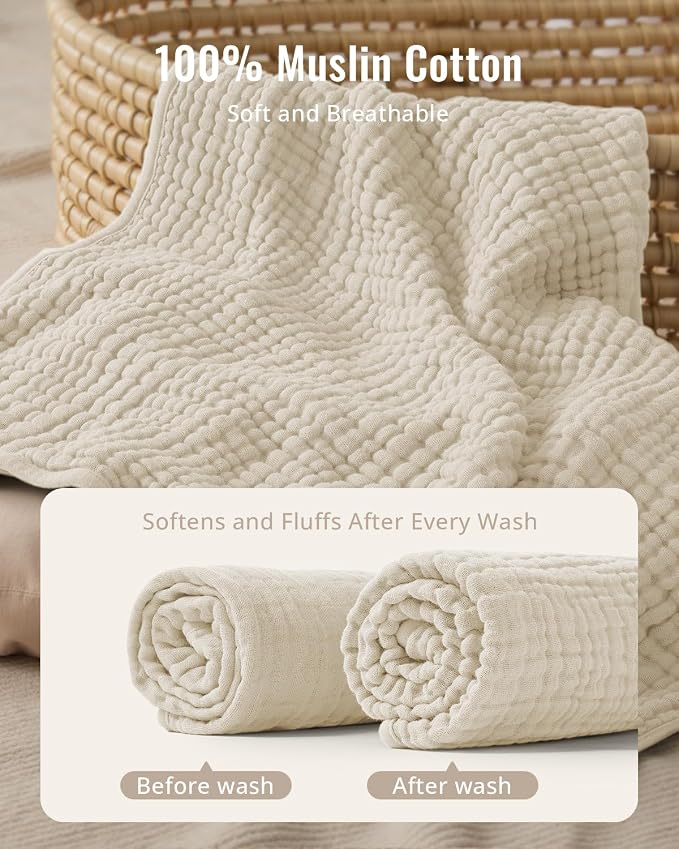 Blissful Diary Muslin Baby Hooded Towel 2 Pack, Soft & Absorbent Bath Towel for Infant, Toddler, Unisex, Baby Gift, Newborn Essentials, Bear & Duck