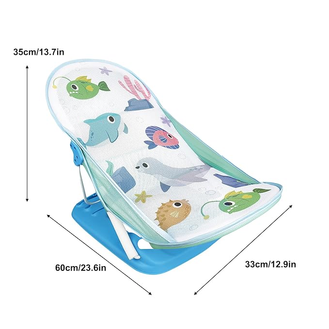 Toddler Folding Shower Rack – Portable Bath Seat, Foldable Baby Bather | Adjustable Infant Washing Support, Space-Saving Tub Station for Bathroom Counter Sink Home Use