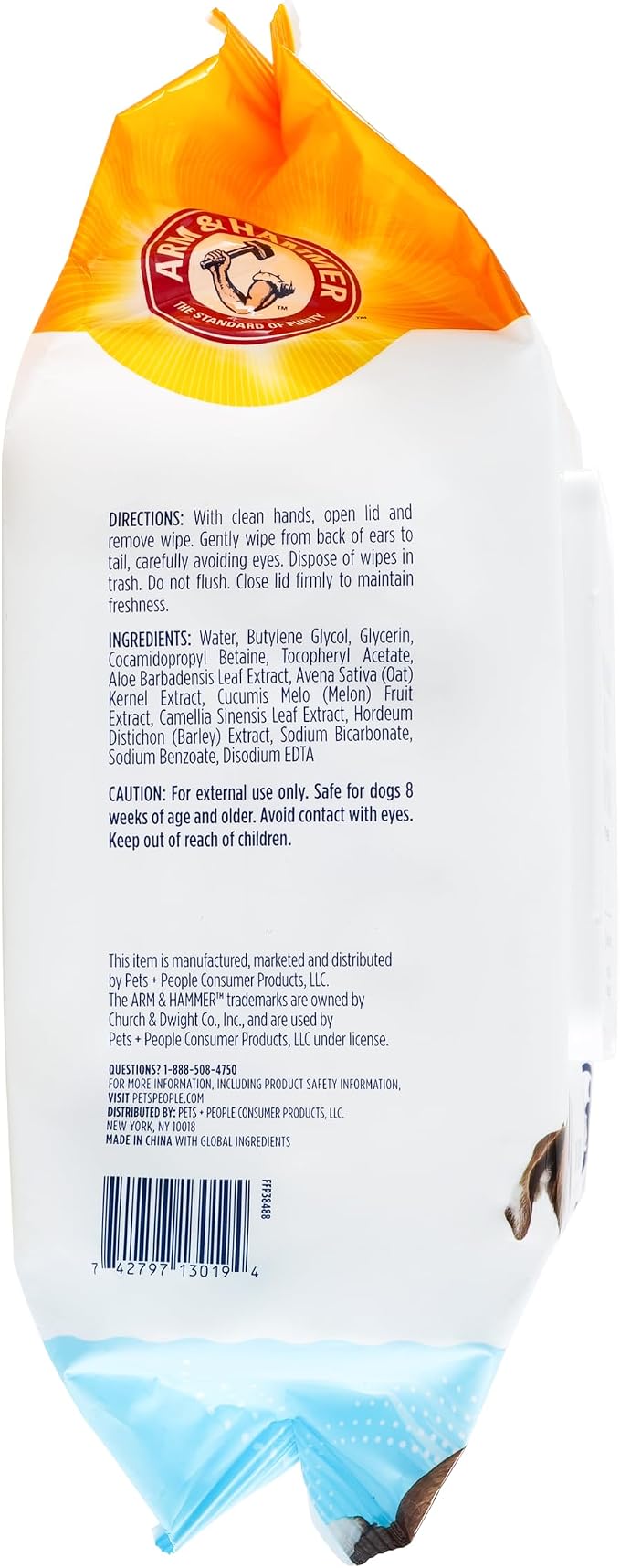 Arm and Hammer for Pets Hypoallergenic Wipes for Dogs, Unscented - Odor Eliminating Waterless Cleaning Wipes with Baking Soda, Gentle on Sensitive Skin, Dogs, 100 Count