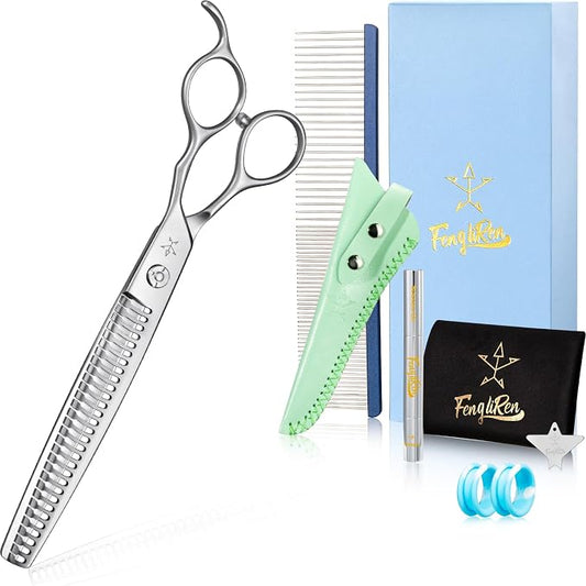 High-end Professional Dog Grooming Thinning Scissors Teeth Cutting Blending Shears Pet Texturizing Shears 7.5 Inch Extremely Very Sharp Stainless Steel Alloy For Cat Other Animals Groomer