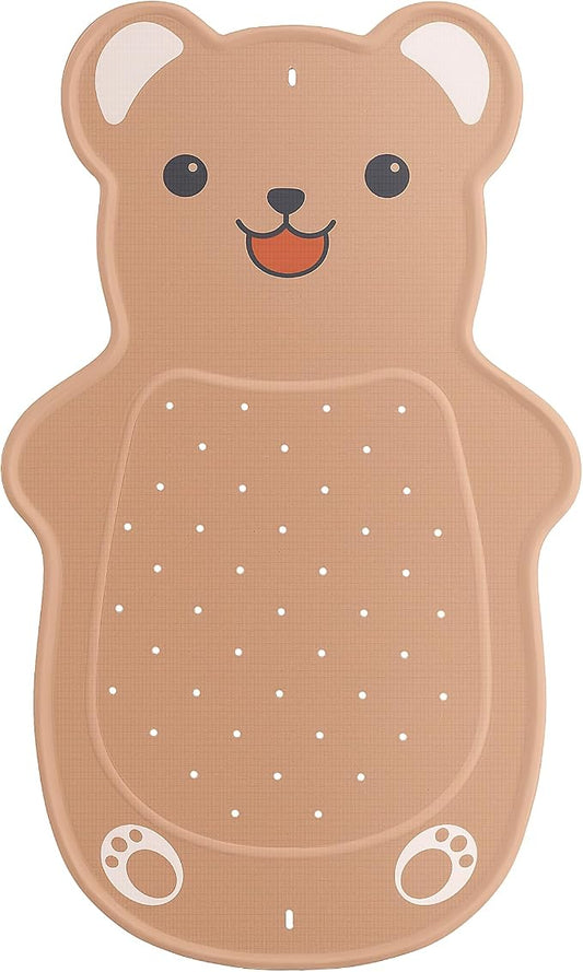 UNEEDE Non Slip Bathtub Mat for Kids, Cute Brown Bear Baby Bath Mat for Tub | Natural Rubber Toddler Bath Mat with 126 Suction Cups and 43 Drainage Holes, Soft Machine Washable Bathroom Essentials