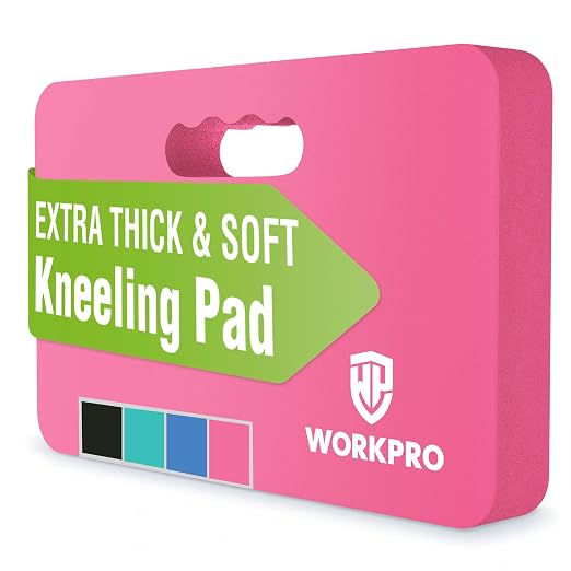 WORKPRO Extra Thick Kneeling Pad, Pink, 17.5 x 11 x 1.5 in, Pink | Soft NBR Foam Cushioning for Knee, Large Foam Kneeler Mat, For Gardening, Bathing Baby, Exercise, Workout Supplies