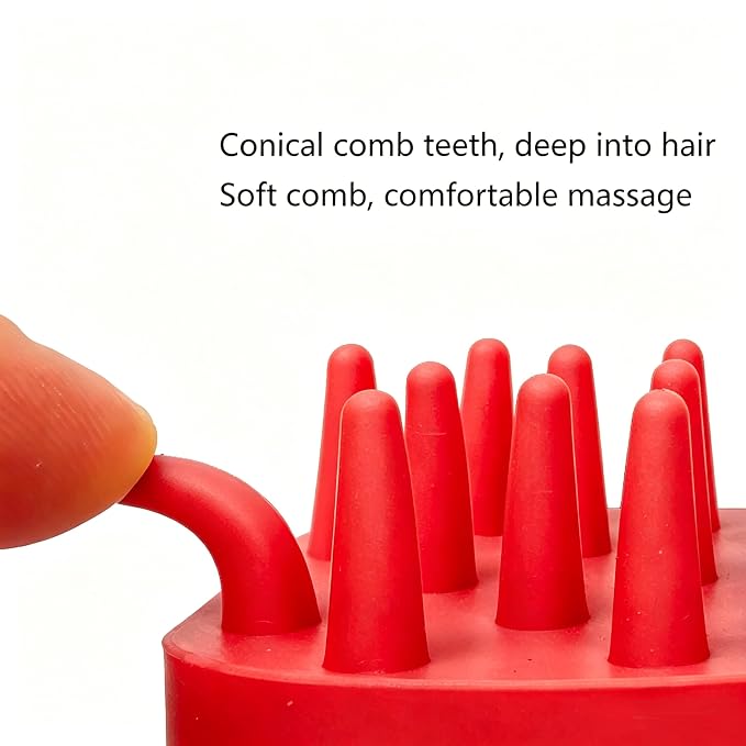 Pet Bath & Massage Brush,Pet Grooming Brush,Soft Rubber Scrubber for Brushing,Massaging,Bathing,Shampooing and Reducing Hairballs (Red, Style 1)