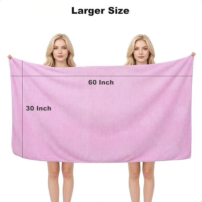 2 Pack Bath Towel Set, Waffle Bath Towel Set, Super Soft Highly Absorbent, Sturdy Quick Drying Towels for Bathroom, Gym, SPA, Yoga (2 Piece 30" x 60", 2Purple)