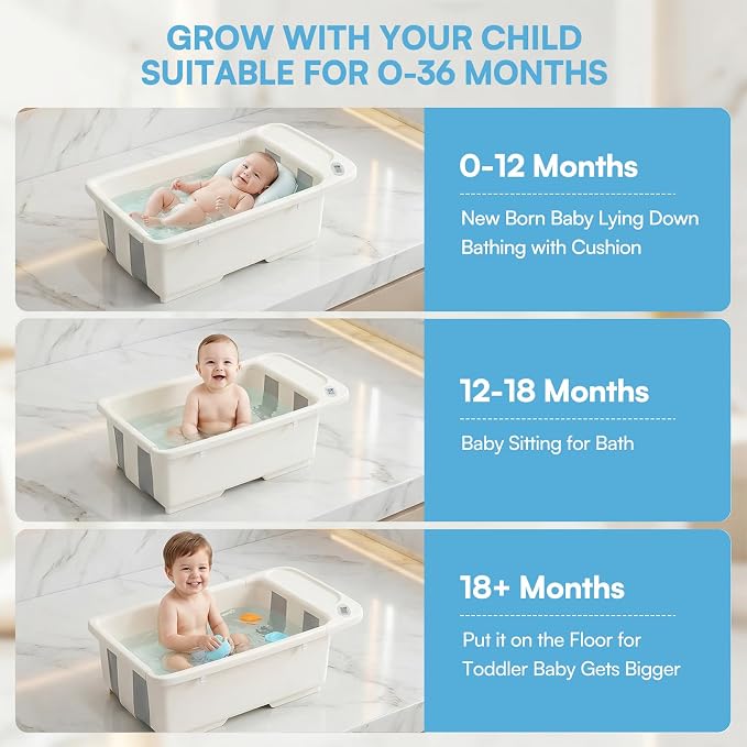 Baby Bathtub with Stand,Collapsible Infant Bath Tub Small