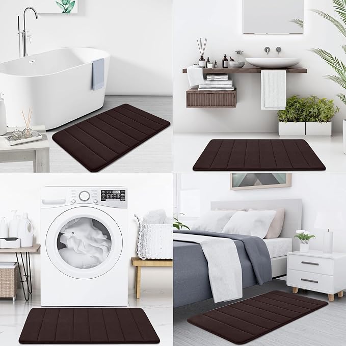 Buganda Memory Foam Bath Mat, 35" x 24", Ultra Soft Bathroom Rugs, Water Absorbent and Machine Washable Bath Rug Runner for Bathroom, Shower, and Tub, Brown