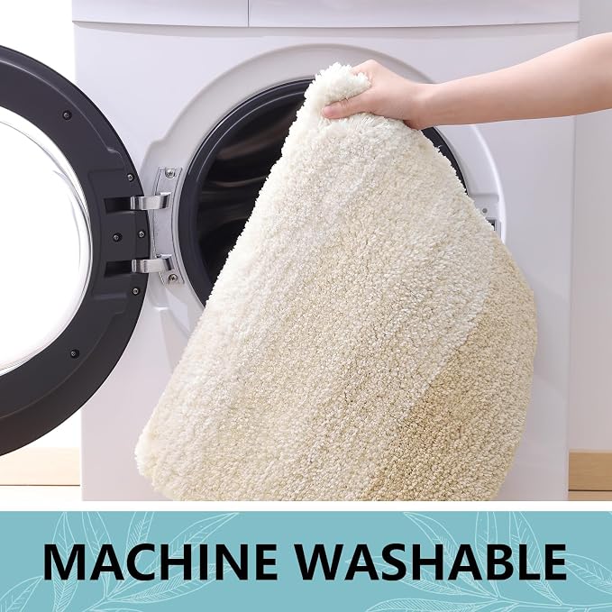 Arotive Microfiber Bathroom Rugs, Shaggy Soft and Absorbent Bath Rug, Thick Plush Machine Washable Dry Bath Mats for Bathroom, Tub and Shower, 40x24, Light Beige, Rectangular