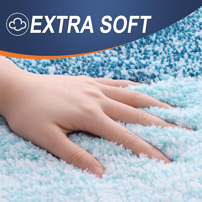 OLANLY Bathroom Runner Rugs Mat 47x24, Extra Soft Absorbent Microfiber Bath Rugs, Rubber Backing, Quick Dry, Washable Long Bath Mats for Bathroom, Tub and Shower, Home Decor Accessories, Peacock Blue