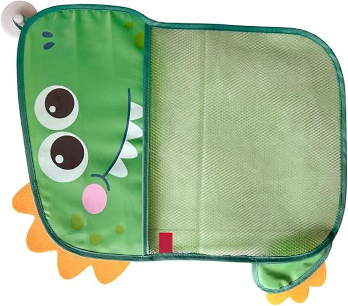 Kids Bath Toy Storage Bag, Cartoon Dinosaur Mesh Hanging Organizer with Suction Cups, Large Capacity Toy Holder for Baby Toddler Bathroom Bathtub