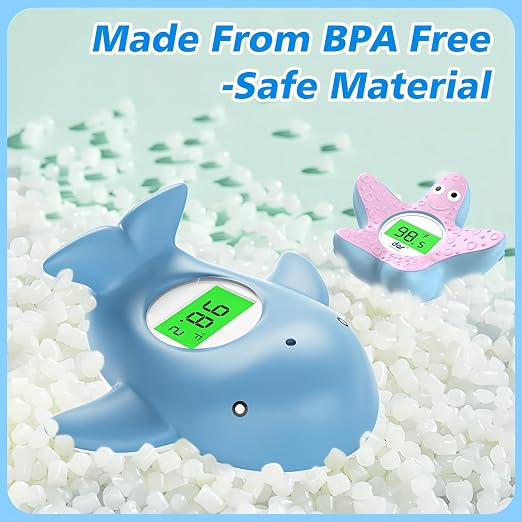 Baby Bath Thermometer for Infant & Toddler,Floating Digital Water Temperature Thermometer with 3-Color LED Backlight,Instant Accurate Reading,Baby Bath Toy,Hot & Cold Alert（Light Blue Whale）