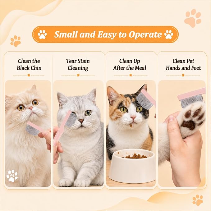 Dog Eye Comb Facial Grooming Combs Pet Facial Grooming Comb Stainless Steel Tear Stain Remover Cat Brush for Puppy Essentials Small Dogs Cats Hamsters