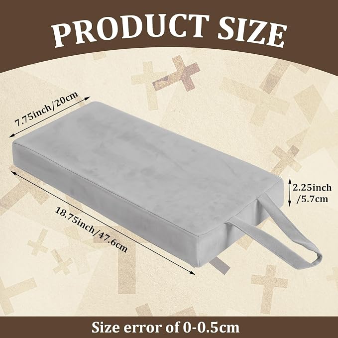 Colingmill Personal Prayer Kneeler Pad 18 3/4 Inch Christian Kneeling Pillow Microfiber and High Density Foam Personal Religious Prayer Kneeler Pad Pillow Bench for Kneeling Christian Gift (Grey)