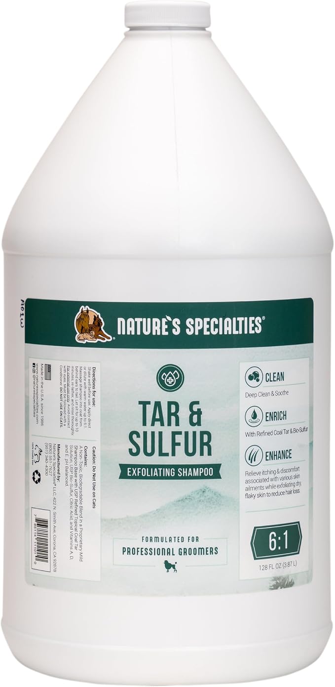 Nature's Specialties Tar & Sulfur with Aloe Shampoo for Dogs, Non-Toxic Biodegradeable, 1gal